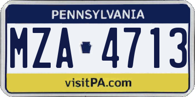 PA license plate MZA4713