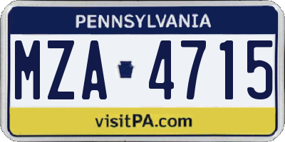 PA license plate MZA4715