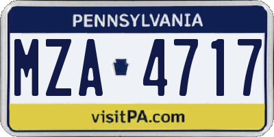 PA license plate MZA4717
