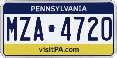 PA license plate MZA4720