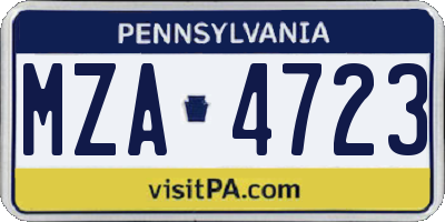 PA license plate MZA4723