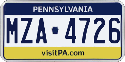 PA license plate MZA4726
