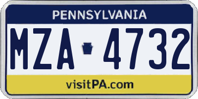 PA license plate MZA4732