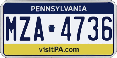 PA license plate MZA4736