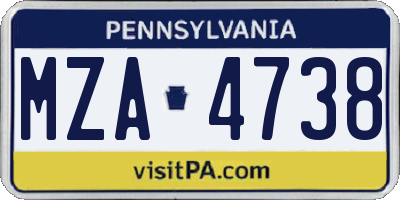 PA license plate MZA4738