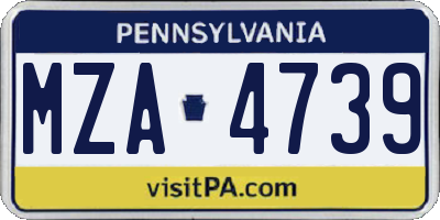 PA license plate MZA4739