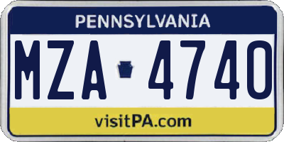 PA license plate MZA4740