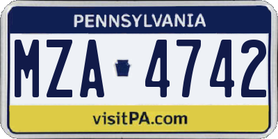 PA license plate MZA4742