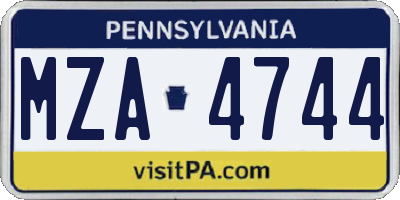PA license plate MZA4744