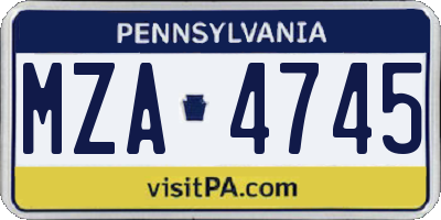 PA license plate MZA4745
