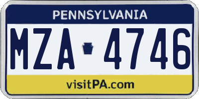 PA license plate MZA4746