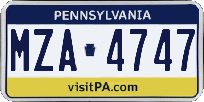 PA license plate MZA4747