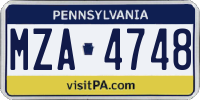PA license plate MZA4748