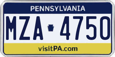 PA license plate MZA4750