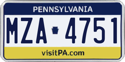PA license plate MZA4751