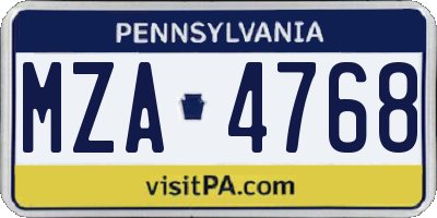 PA license plate MZA4768