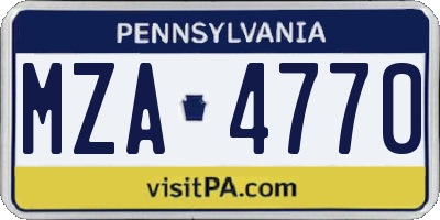 PA license plate MZA4770