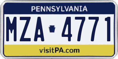 PA license plate MZA4771