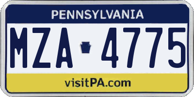 PA license plate MZA4775