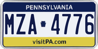 PA license plate MZA4776