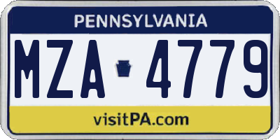 PA license plate MZA4779