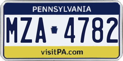 PA license plate MZA4782