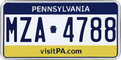 PA license plate MZA4788