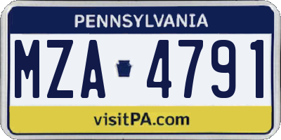 PA license plate MZA4791