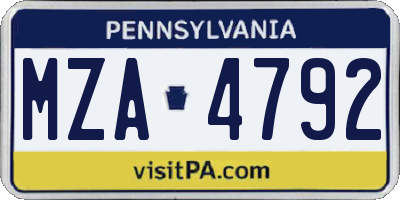 PA license plate MZA4792