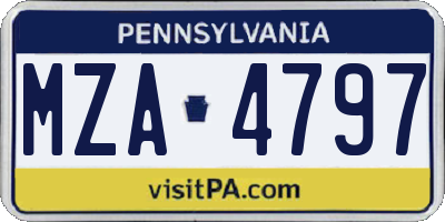 PA license plate MZA4797
