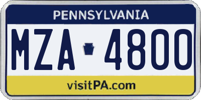 PA license plate MZA4800