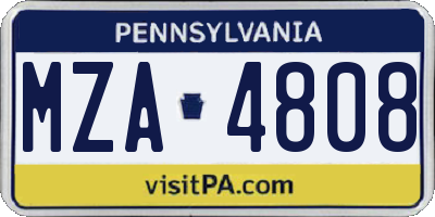 PA license plate MZA4808