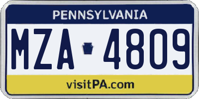 PA license plate MZA4809