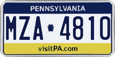 PA license plate MZA4810