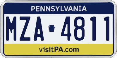 PA license plate MZA4811