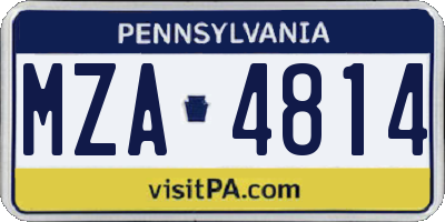PA license plate MZA4814