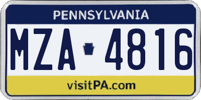 PA license plate MZA4816