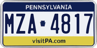 PA license plate MZA4817
