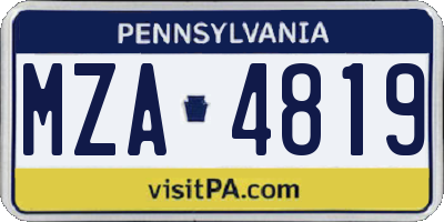 PA license plate MZA4819