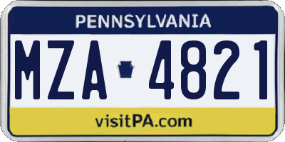 PA license plate MZA4821