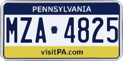 PA license plate MZA4825