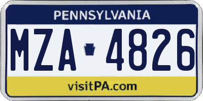 PA license plate MZA4826
