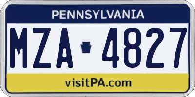 PA license plate MZA4827