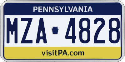 PA license plate MZA4828