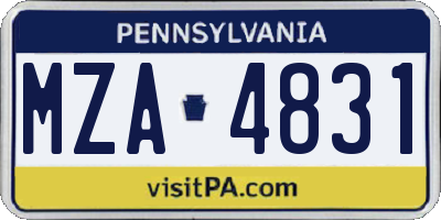 PA license plate MZA4831