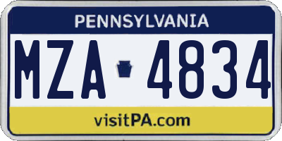 PA license plate MZA4834