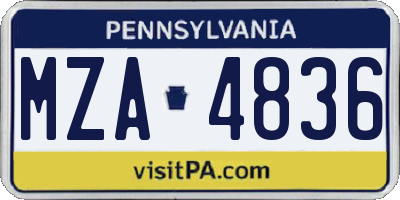 PA license plate MZA4836