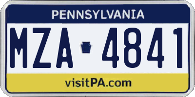 PA license plate MZA4841