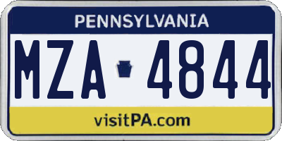 PA license plate MZA4844
