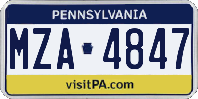 PA license plate MZA4847
